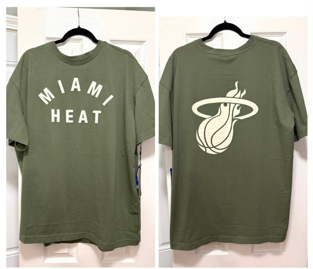 Mens 2XL Miami‎ Heat Fanatics Super Soft Olive Green Elements T Shirt XXL New
